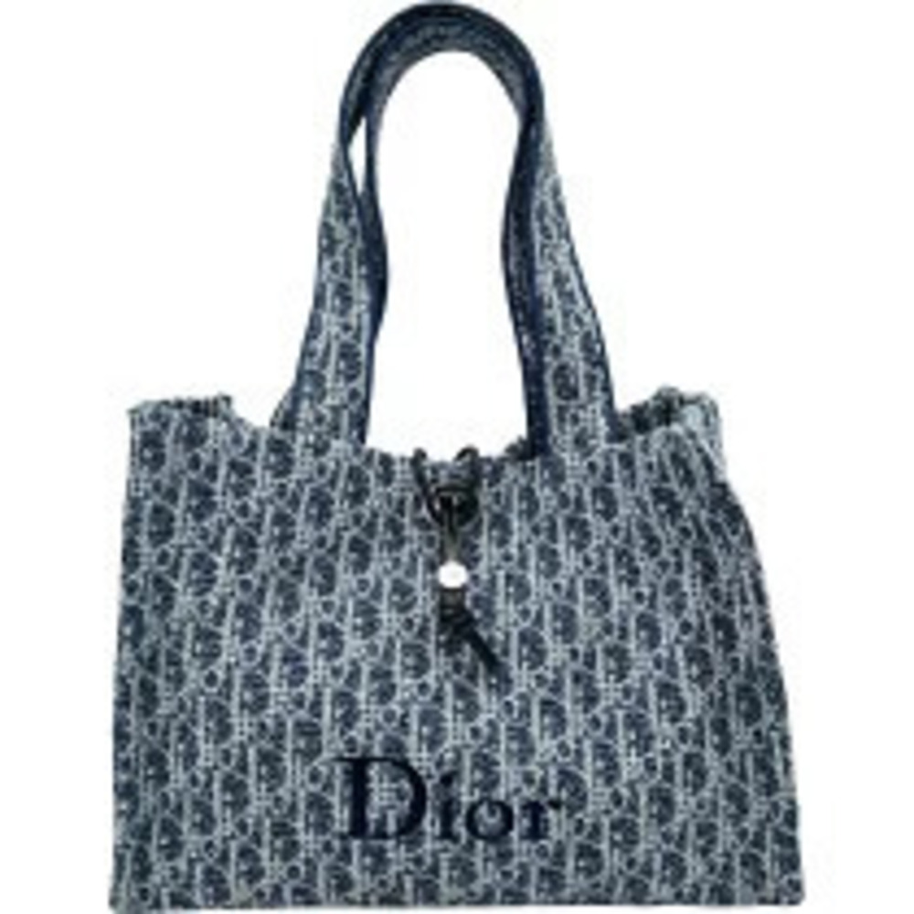 Christian Dior iviera Spongy Book Tote Blue Oblique Bag